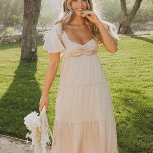 Show Me Your Mumu Nicole Maxi Dress Champagne Bridesmaid Maternity Friendly